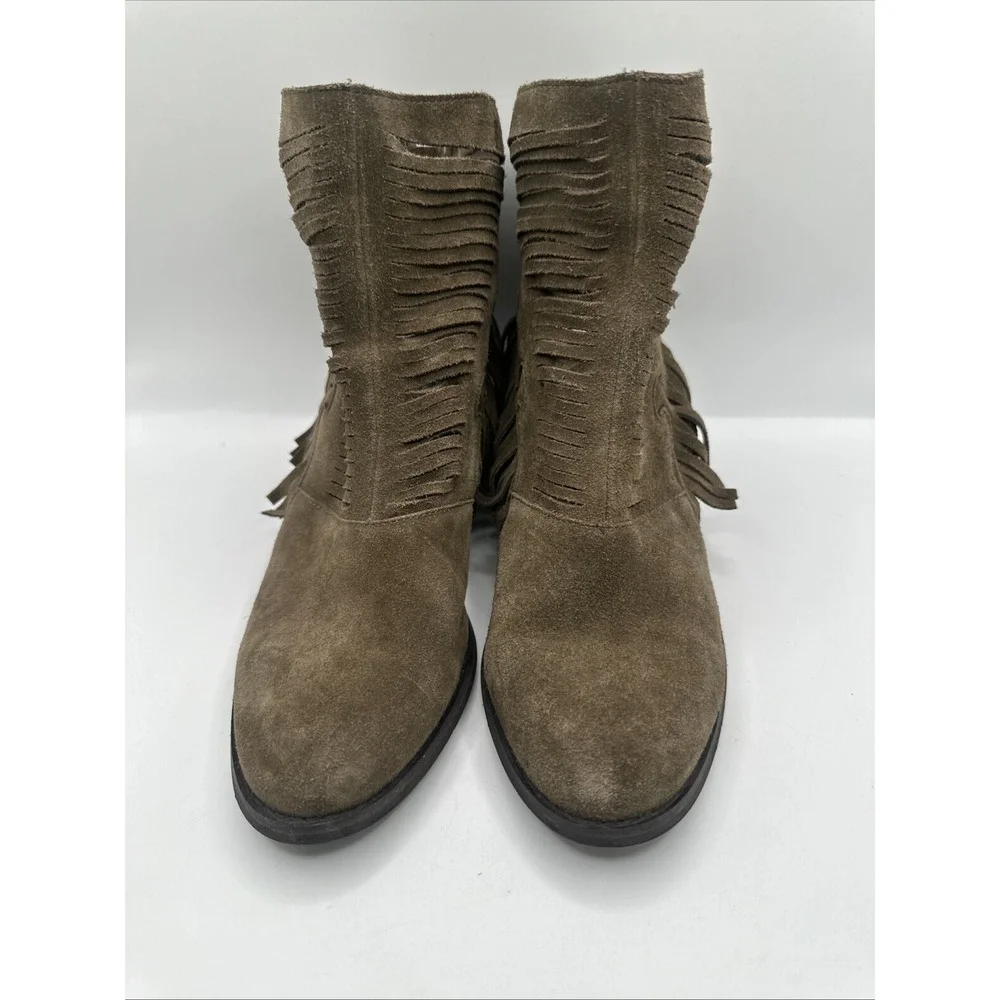 Yellow Box Booties Ankle Boots Letty Zip Chestnut Fringe Boho Women's Size 7